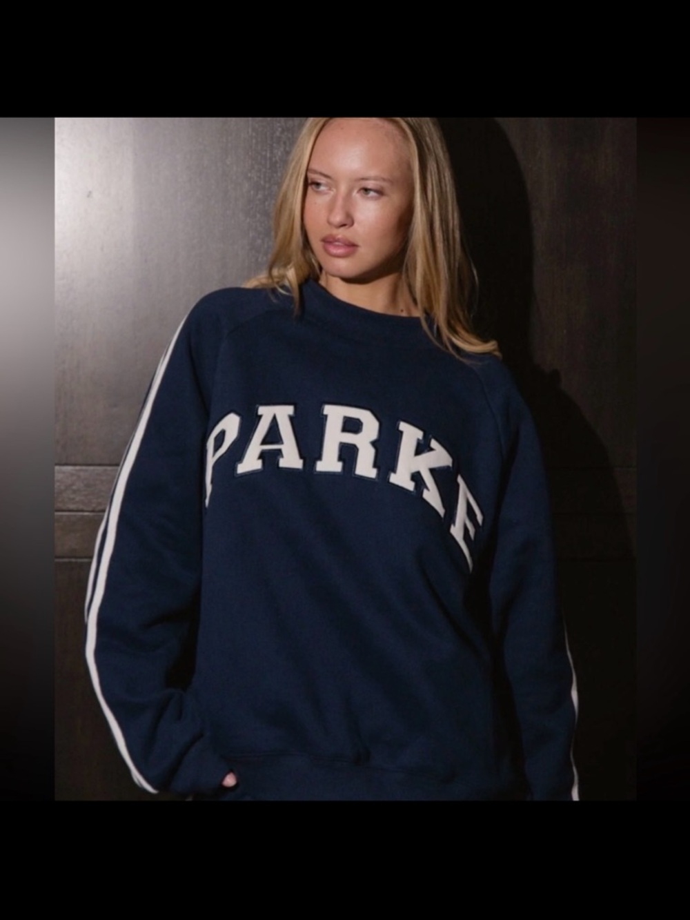 NWT!! PARKE Sport Stripe Mockneck Sweater - Navy - Picture 2 of 7